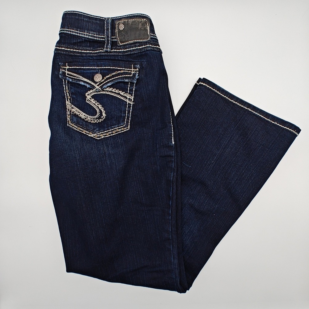 Silver Jeans Suki Flap Bootcut Jeans Womens‎ 32x32 Dark Wash Mid Rise Denim